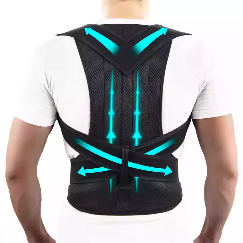 Back Support Posture Corrector with shoulder support for improved posture and lumbar support.